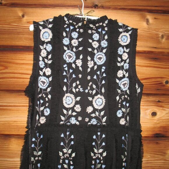 Mac Duggal 9135 Womens Black Sleeveless High Neck Embroidered Mini Dress - Picture 10 of 14